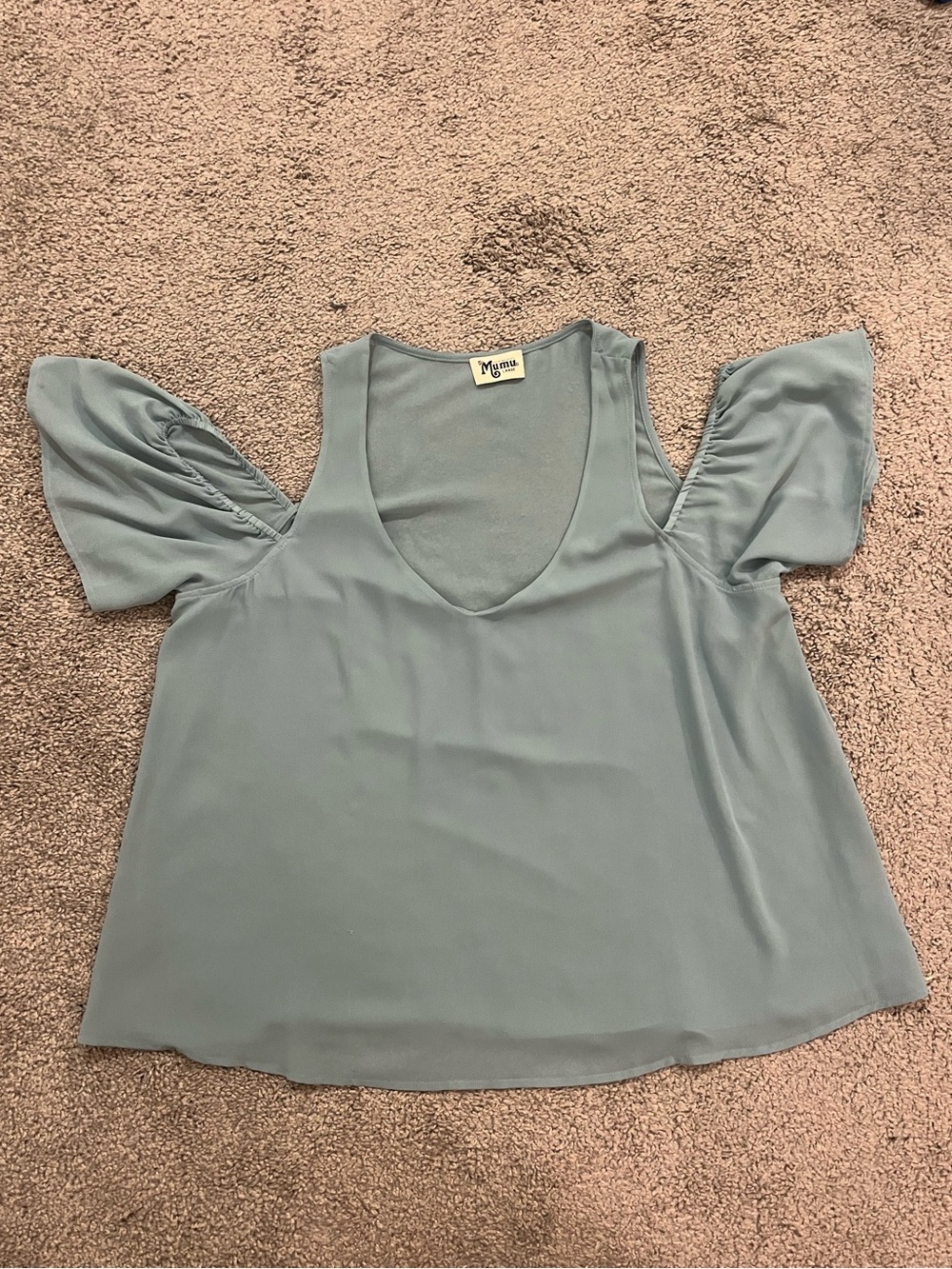 Show me your Mumu Light Blue Puff Sleeve Top